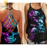 SKULL Girl Criss-Cross Open Back Camisole Tank Top 2503NGBD