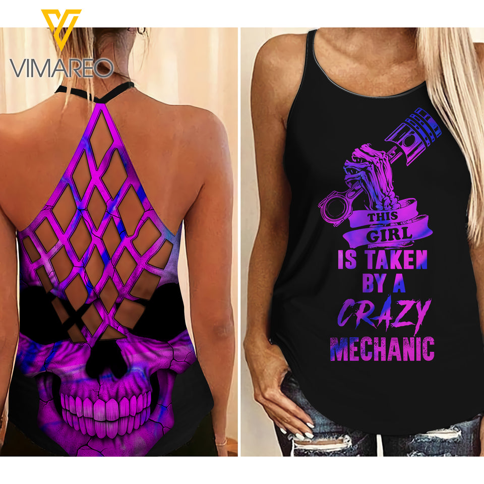 taken by mechanic Criss-Cross Open Back Camisole Tank Top WTPP TIE DYE