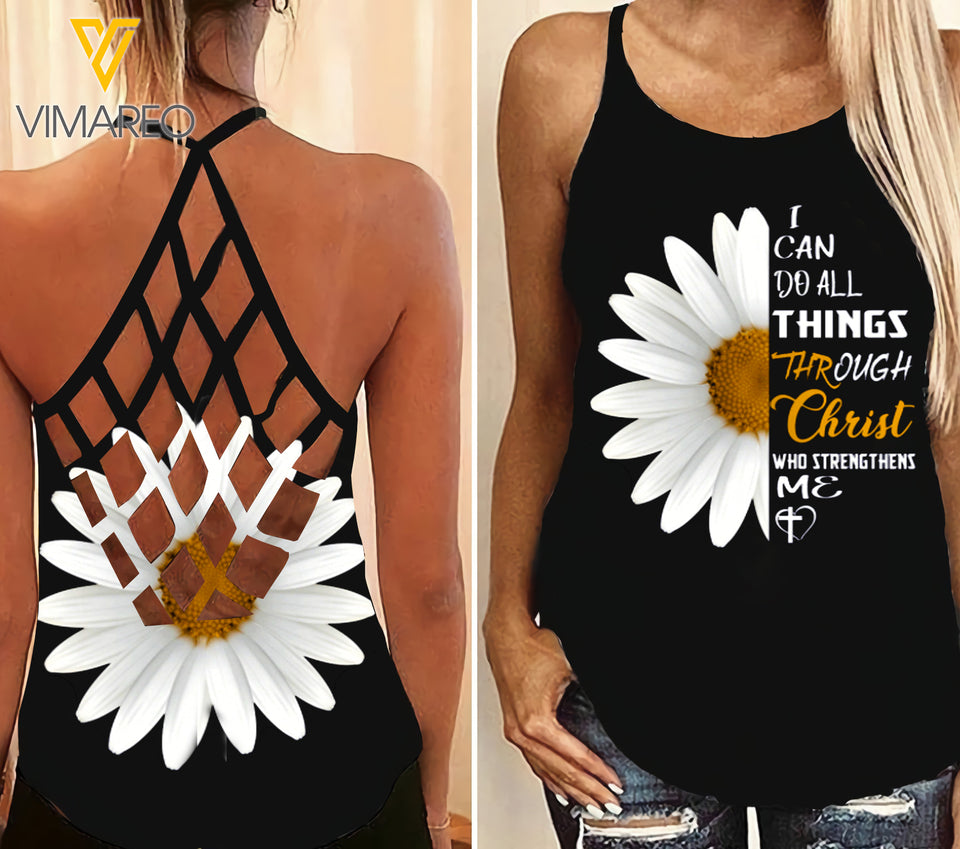 Christ girl Criss-Cross Open Back Camisole Tank Top 2306D