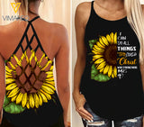 Christ sunflower girl Criss-Cross Open Back Camisole Tank Top 2306D