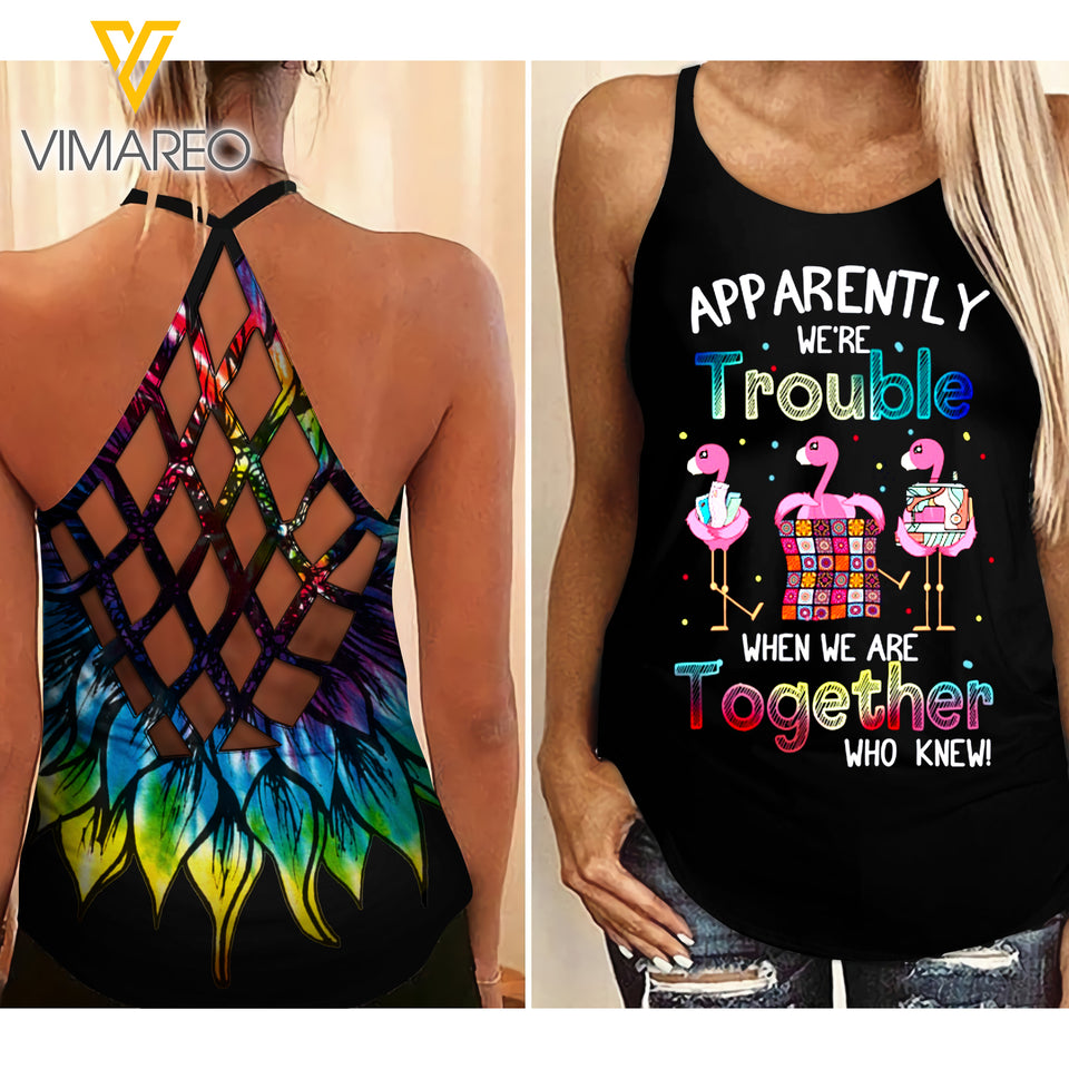 SEWING Criss-Cross Open Back Camisole Tank Top TROUBLE