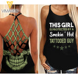 Protected by a smokin hot Tattooed Guy Criss-Cross Open Back Camisole Tank Top