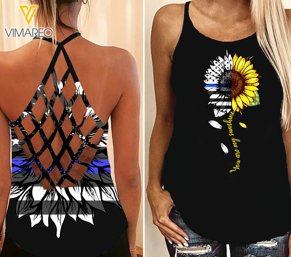 You are my sunshine Criss-Cross Open Back Camisole Tank Top SUBLU