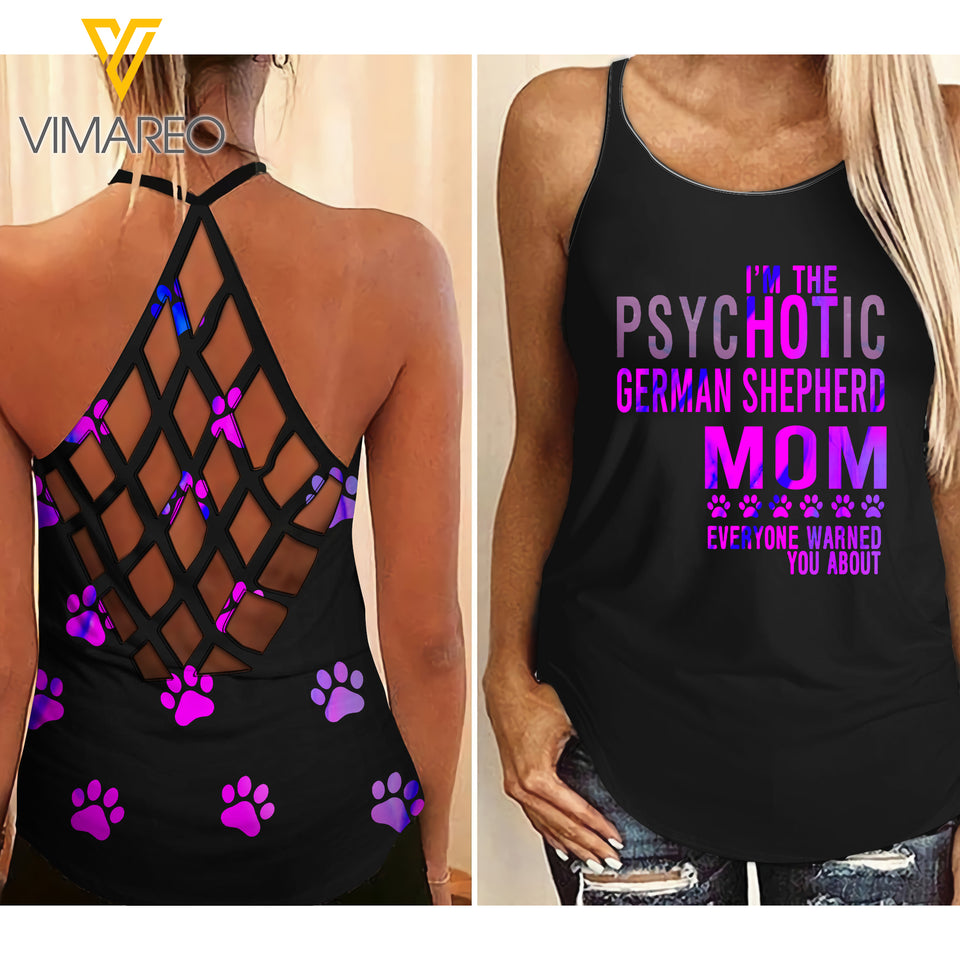HOT GERMAN SHEPHERD MOM CRISS-CROSS TANK TOP