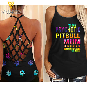 HOT PITBULL MOM CRISS-CROSS TANK TOP