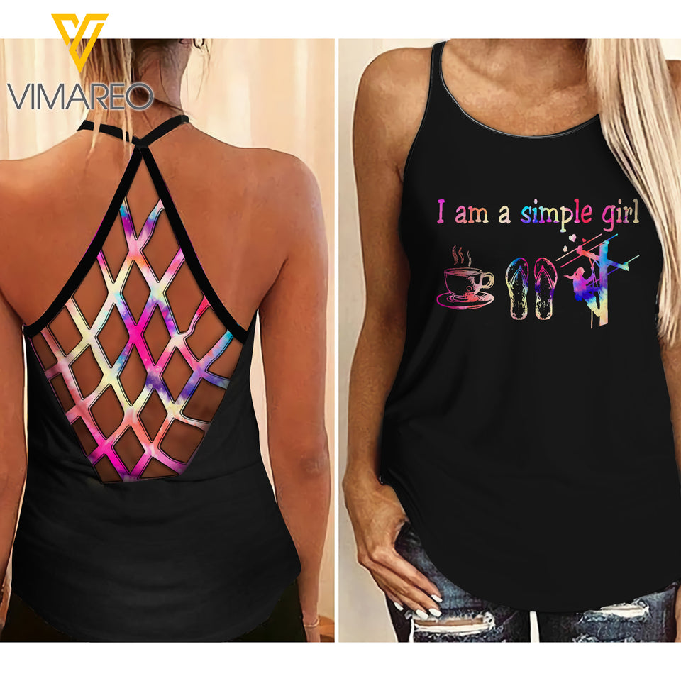 Simple Girl Criss-Cross Open Back Camisole Tank Top MAR-MQ26