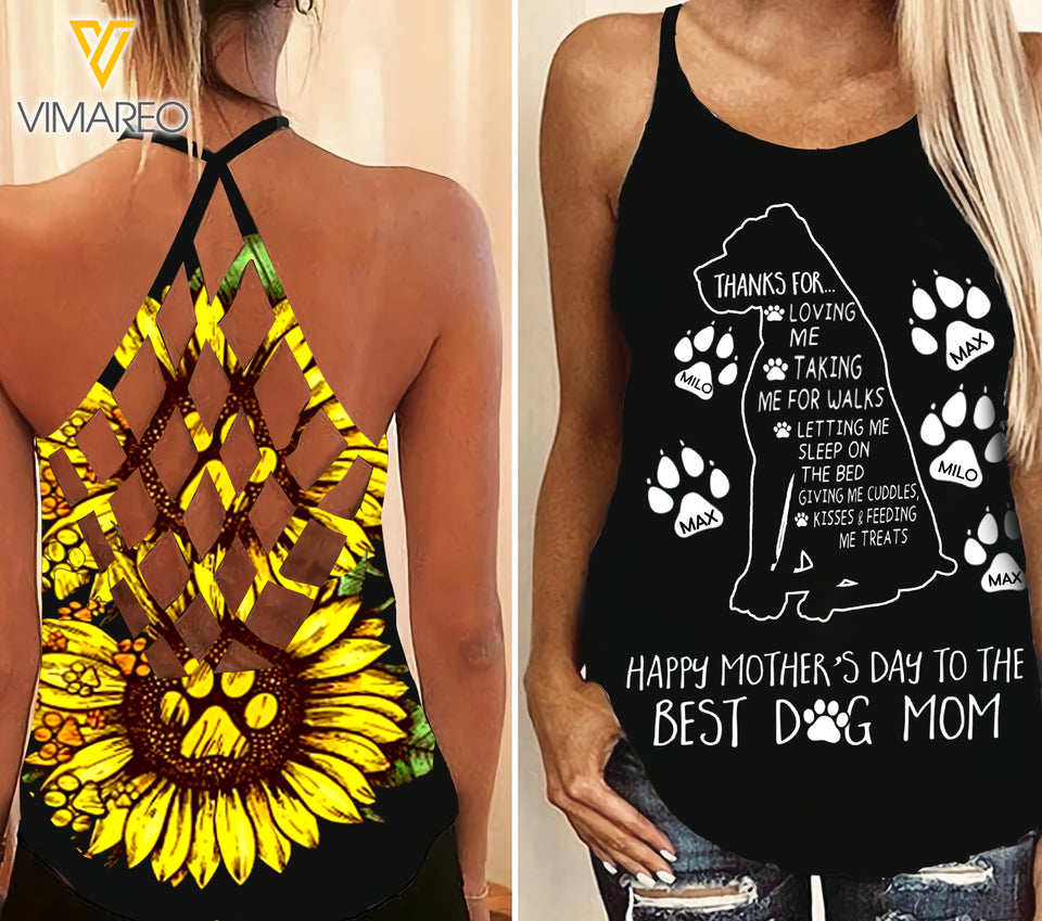 PHN Personalized Pitbull Dog Criss-Cross Open Back Camisole Tank Top APR-MD10