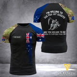 Customized Australia Army Flag 3D PRINTED SHIRT 0604NGBD