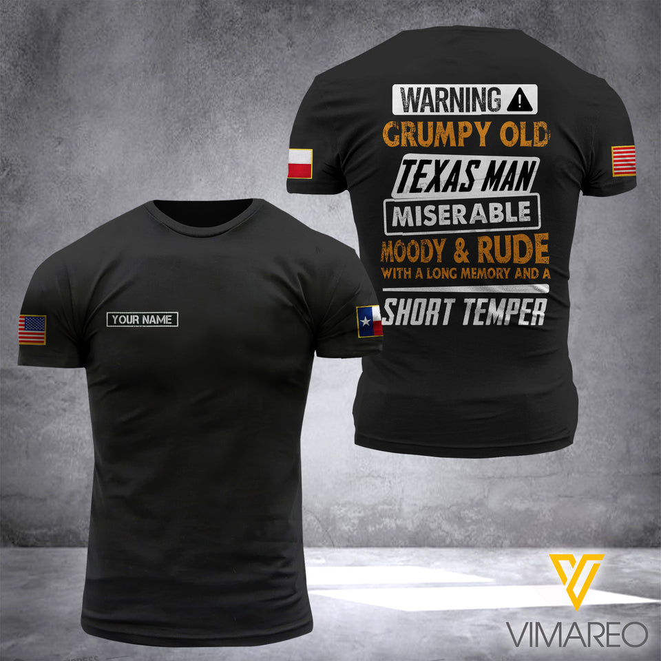 CUSTOMIZED TEXAS MAN 3D PRINTED SHIRT DDYY