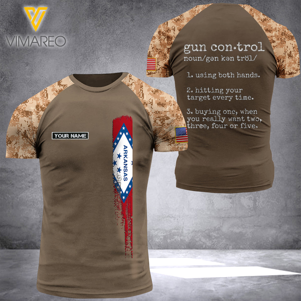 Arkansas-Gun Control Customized 3D PRINTED SHIRT