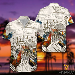 Rooster 3D Printed Mens Shirt JUL-MD13