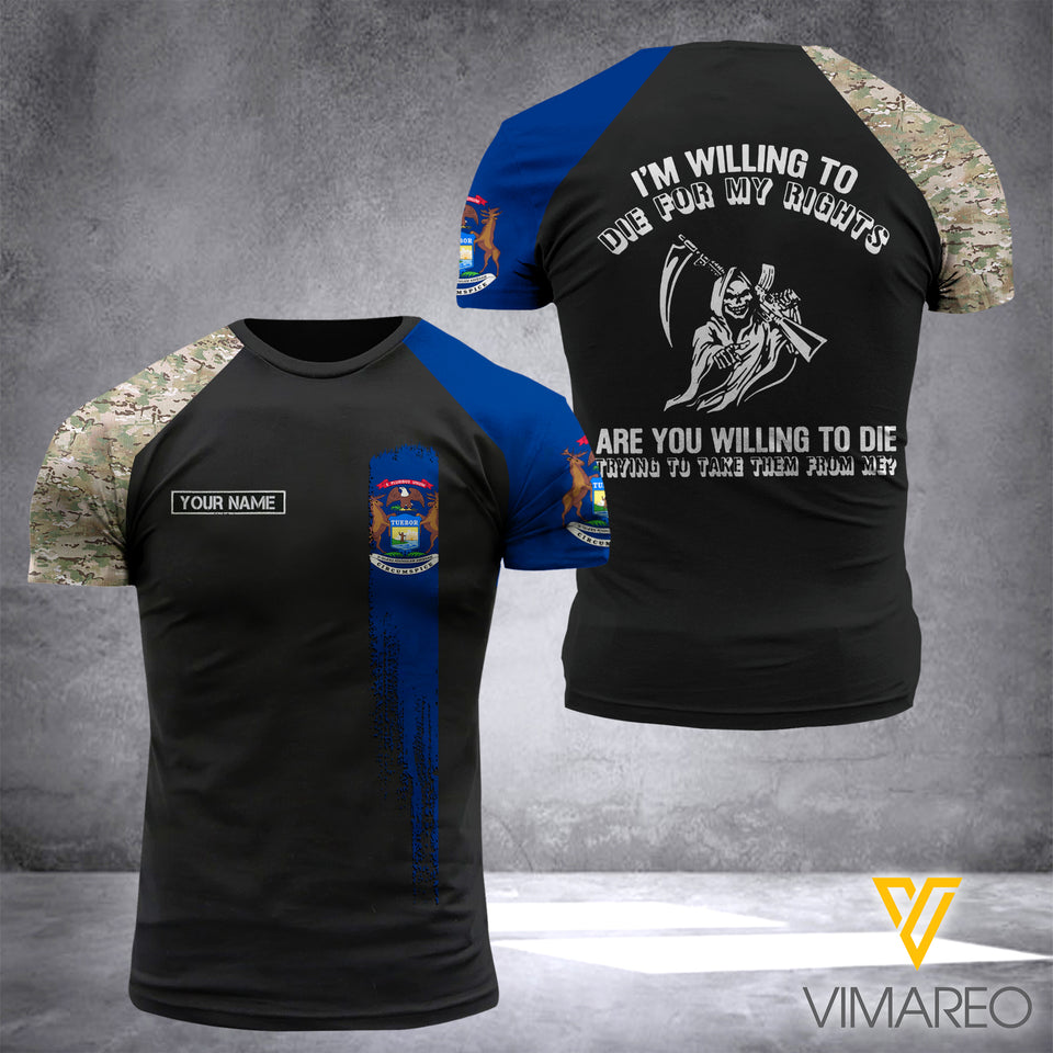 Customized Michigan Flag 3D PRINTED SHIRT 0104NGBD