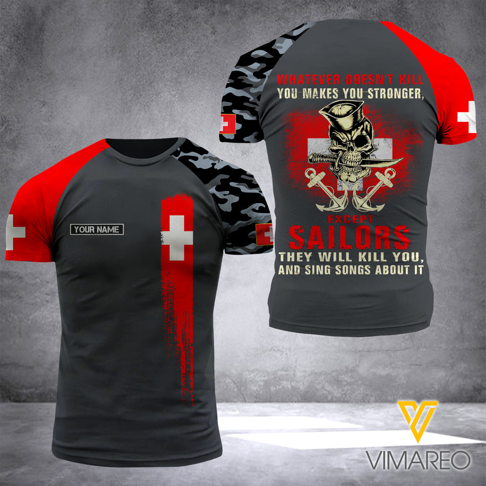 Customized Swiss Navy 3D Printed Combat Shirt EZD010621