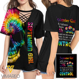 KHMD SEPTEMBER GIRL CONTROL 3D Printed Lace up T-Shirt 2106