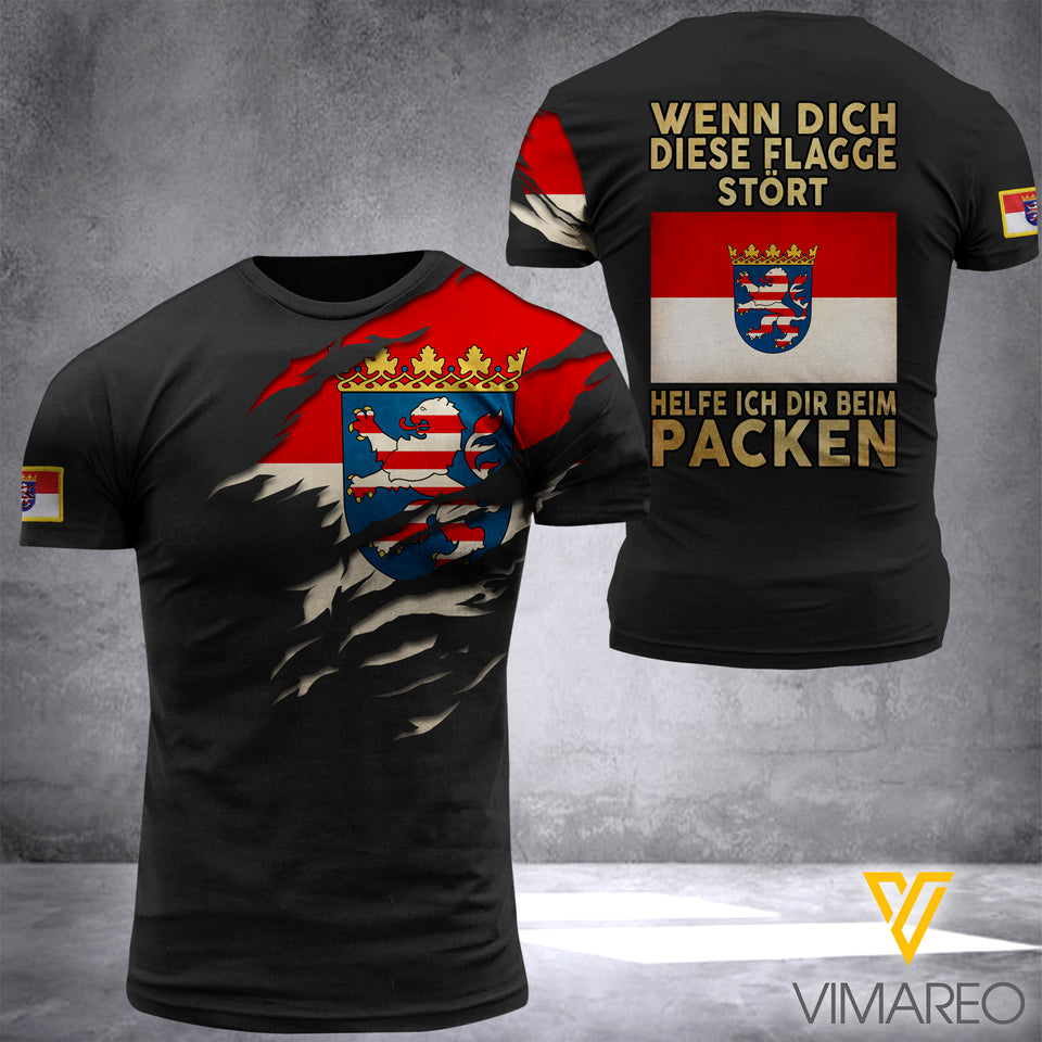 HESSEN-WENN DICH DIESE FLAGGE STÖRT HELFE ICH DIR BEIM PACKEN T-SHIRT 3D PRINTED