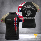 Customized UK United Kingdom Army Flag 3D PRINTED SHIRT 0604NGBD