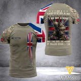 KHMD Customized I AM A VETERAN UK 3D Printed Shirt 2804