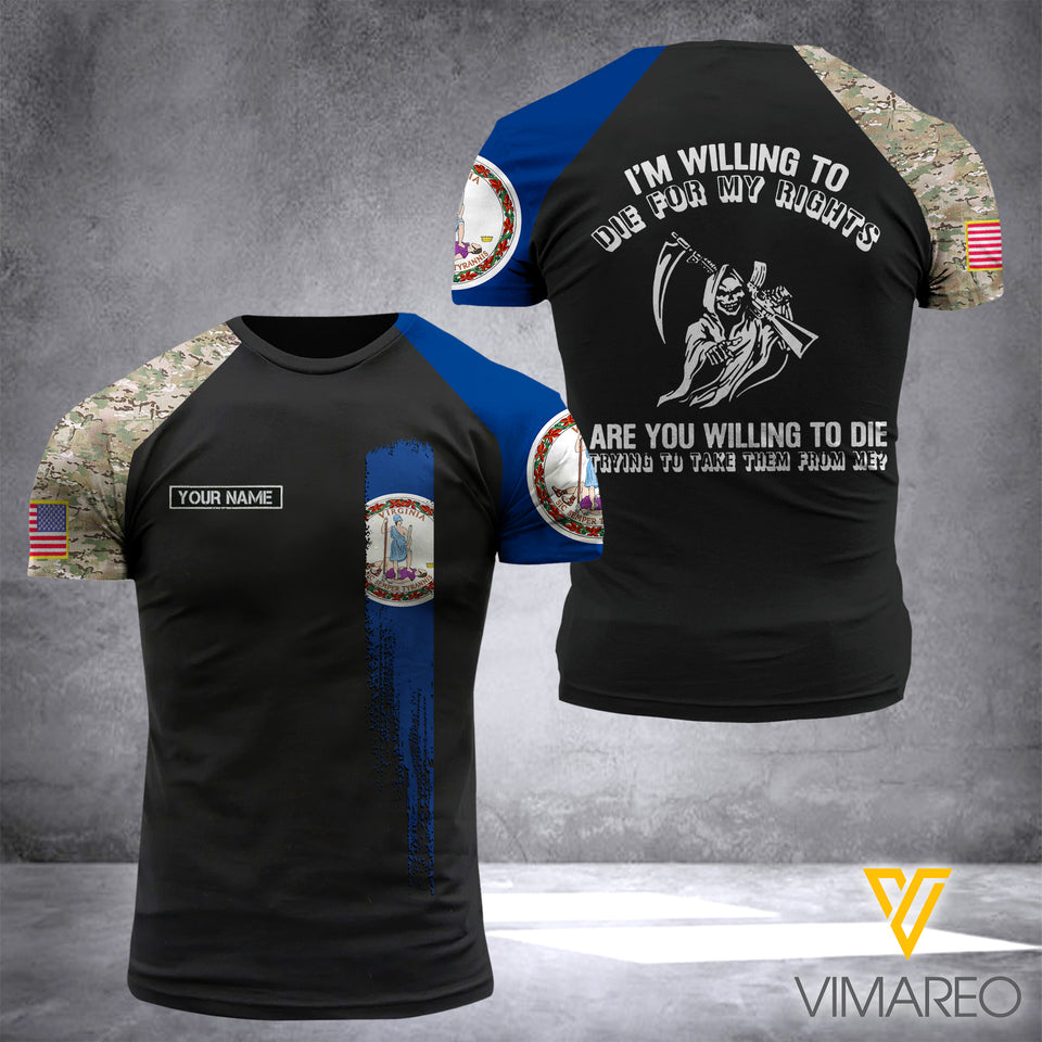 Customized Virginia Flag 3D PRINTED SHIRT 0204NGBD