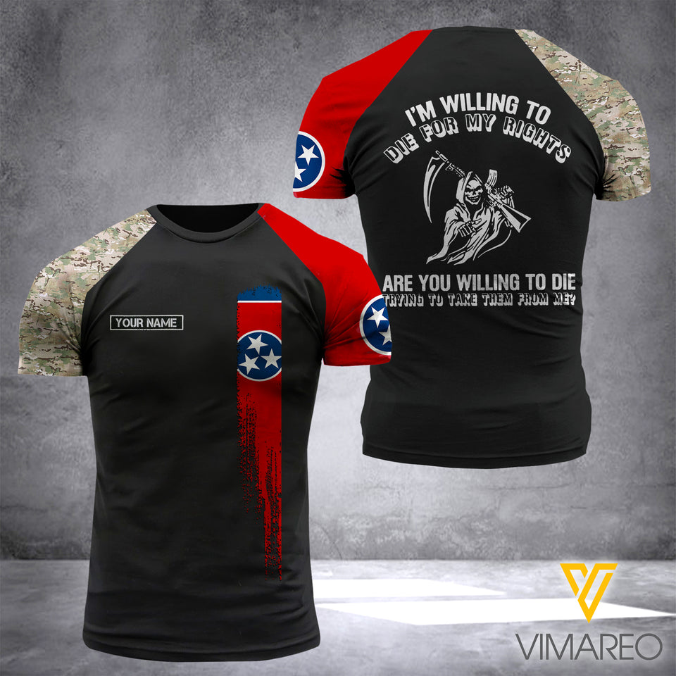 Customized Tennesse Flag 3D PRINTED SHIRT 0104NGBD