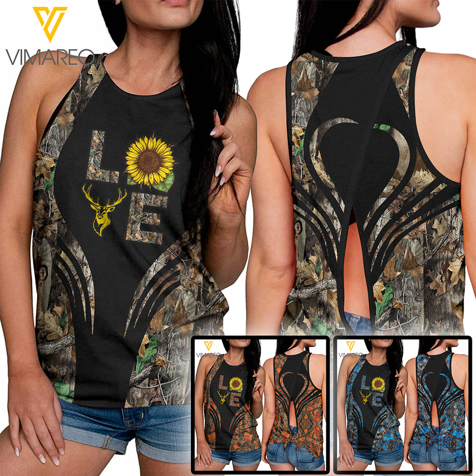 Deer Hunting Girl Tie-Breaker Sleeveless Top, Summer Tank Top NEY23Q