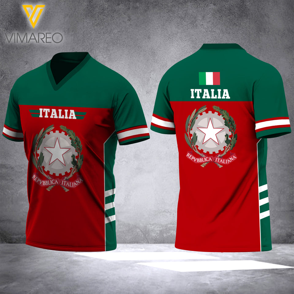 Italia V NECK T SHIRT 3D PRINTED TMT