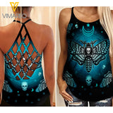 Skull Girl Criss-Cross Open Back Camisole Tank Top Legging NKSUEW