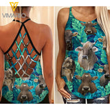 Brown Swiss Hawaii Criss-Cross Open Back Camisole Tank Top AUG-HQ31
