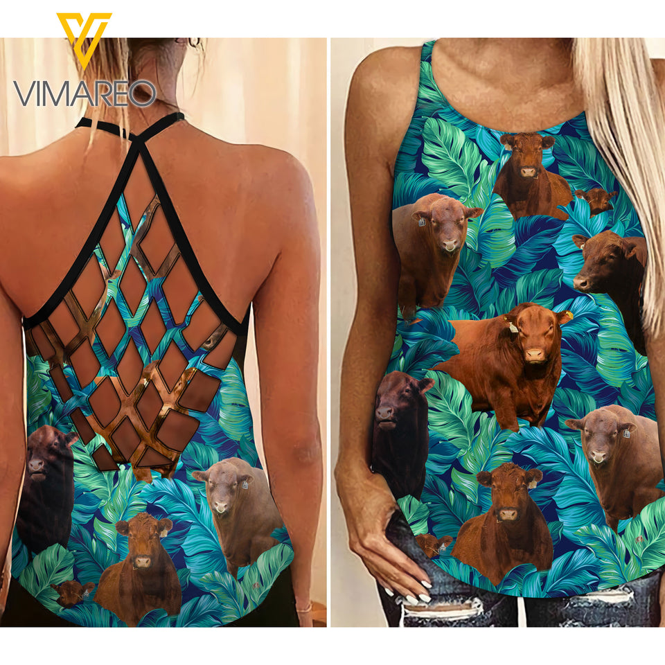 Red Angus Hawaii Criss-Cross Open Back Camisole Tank Top AUG-HQ31