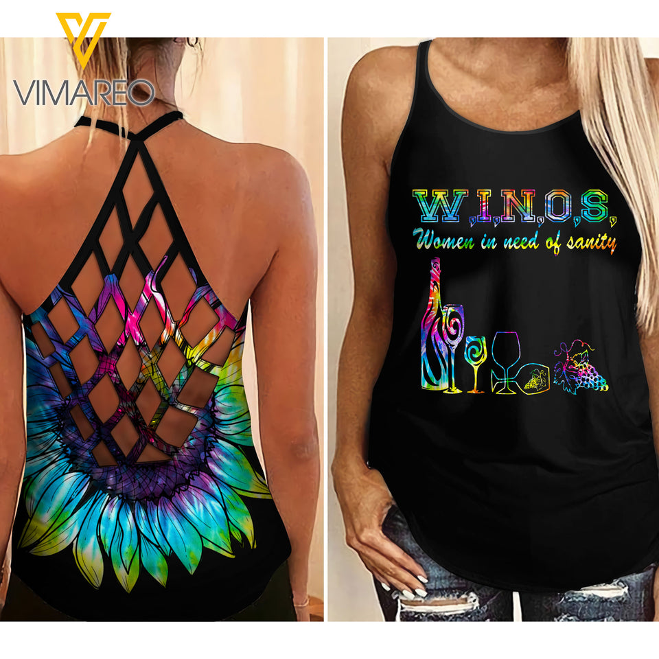 Wine Girl Criss-Cross Open Back Camisole Tank Top QSKEYR3