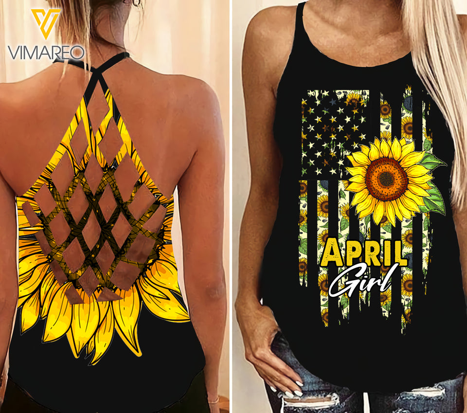 April Girl Criss-Cross Open Back Camisole Tank Top SFTSK