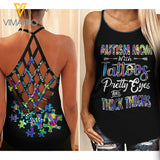 Autism Criss-Cross Open Back Camisole Tank Top AMLTC3