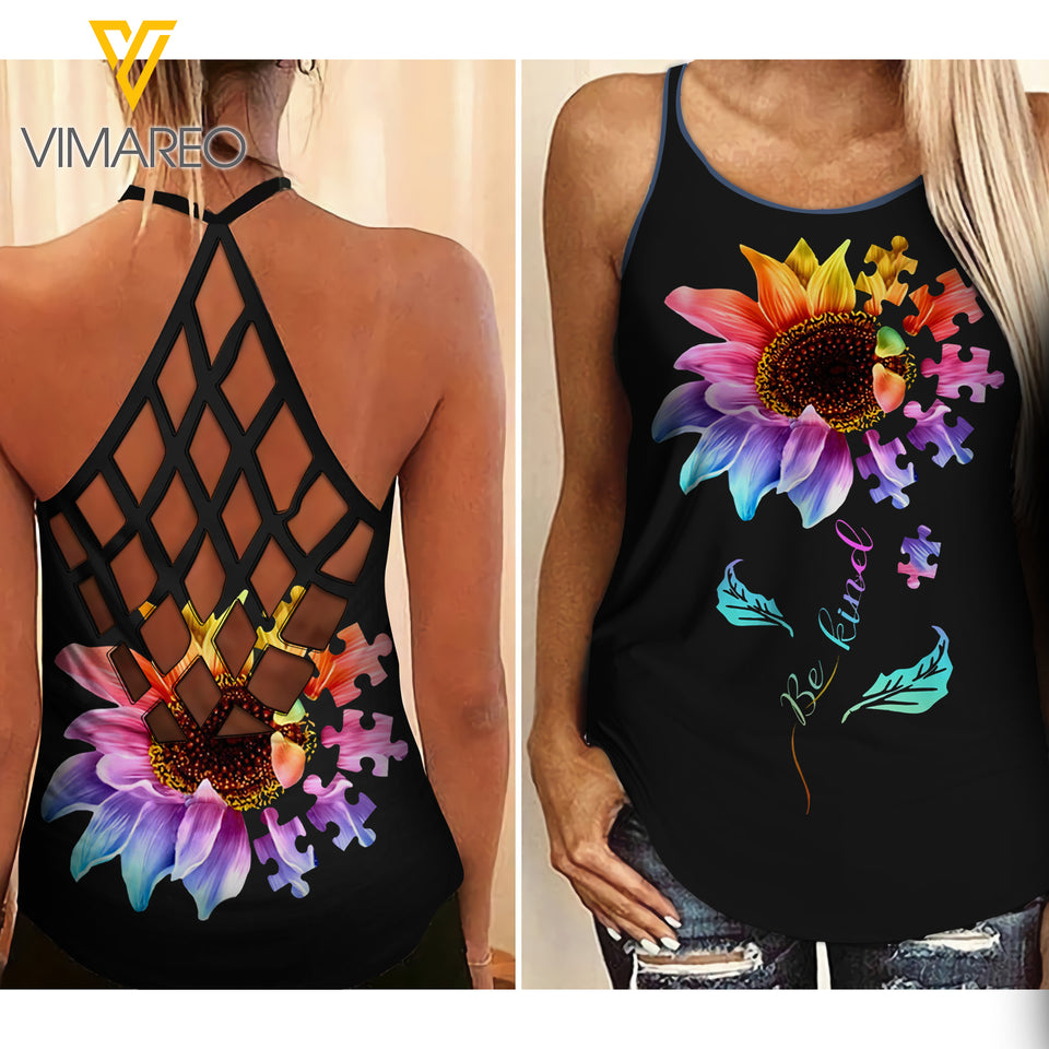 Autism Criss-Cross Open Back Camisole Tank Top AMLTC4
