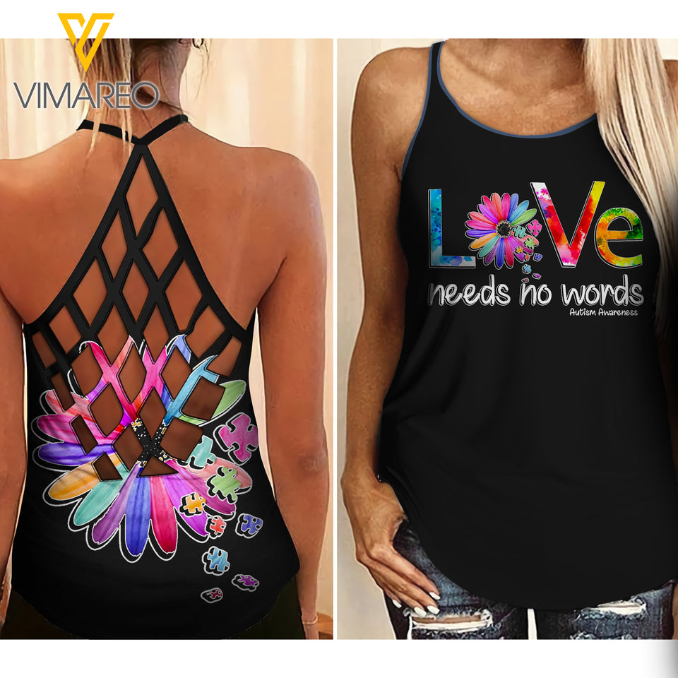 Autism Criss-Cross Open Back Camisole Tank Top AMLTC6