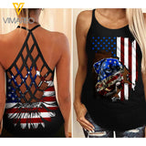 Boxer Dog Criss-Cross Open Back Camisole Tank Top LMBER