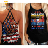 Wine Criss-Cross Open Back Camisole Tank Top TVVSF