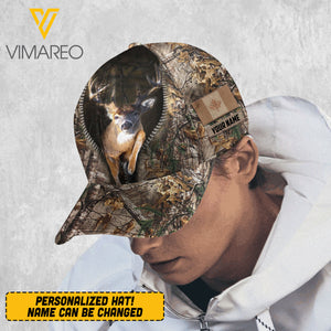 Personalized Canadian Deer hunting Peaked Cap QTHQ03