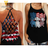 Dachshund Dog Criss-Cross Open Back Camisole Tank Top CBEGW