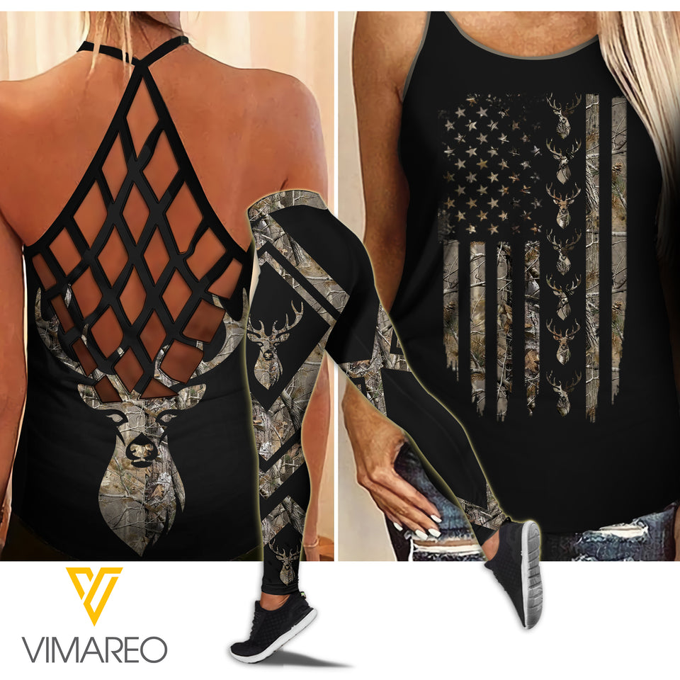 Hunting Girl Criss-Cross Open Back Camisole Tank Top Legging MCEFYE4