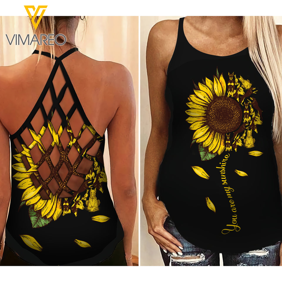 Doberman Mom Criss-Cross Open Back Camisole Tank Top XMDEY