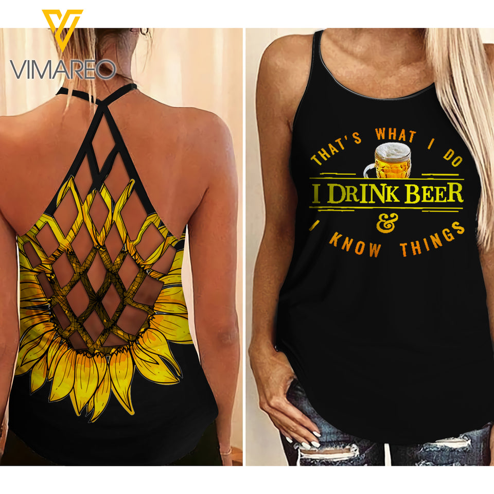 Drink Beer Criss-Cross Open Back Camisole Tank Top GFEFJ
