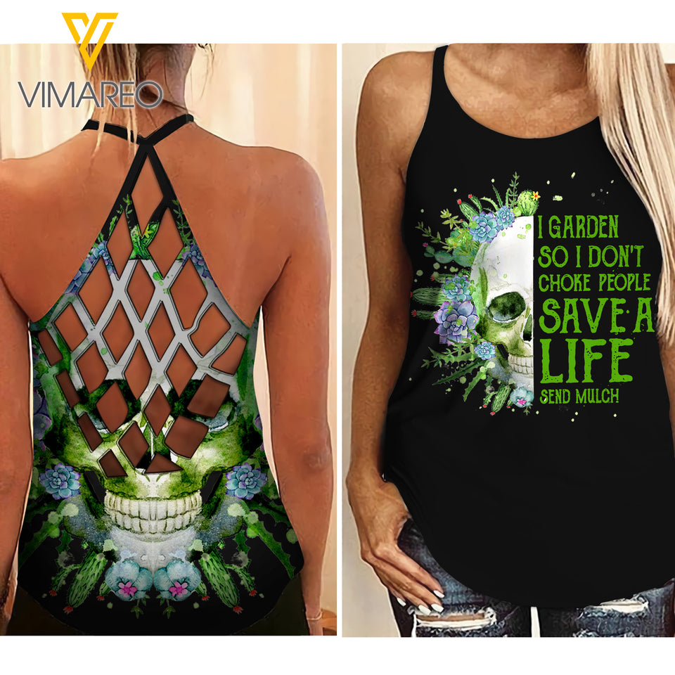 Gardener Criss-Cross Open Back Camisole Tank Top TCGXN4