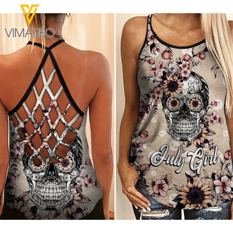 July Girl Criss-Cross Open Back Camisole Tank Top MKLSK