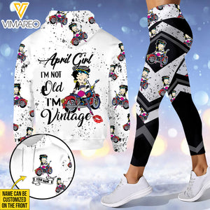 PERSONALIZED APRIL GIRL I'M NOT OLD I'M VINTAGE MOTORCYCLE COMBO HOODIE + LEGGING PRINTED 22FEB-HQ07