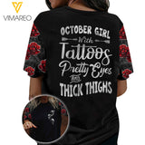 KHMD OCTOBER GIRL WITH TATTOOS COMBO TSHIRT + LEGGING 3D PRINTED 3006