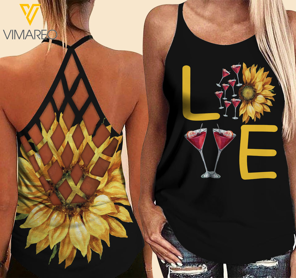 Drink Girl Criss-Cross Open Back Camisole Tank Top UYSGE1
