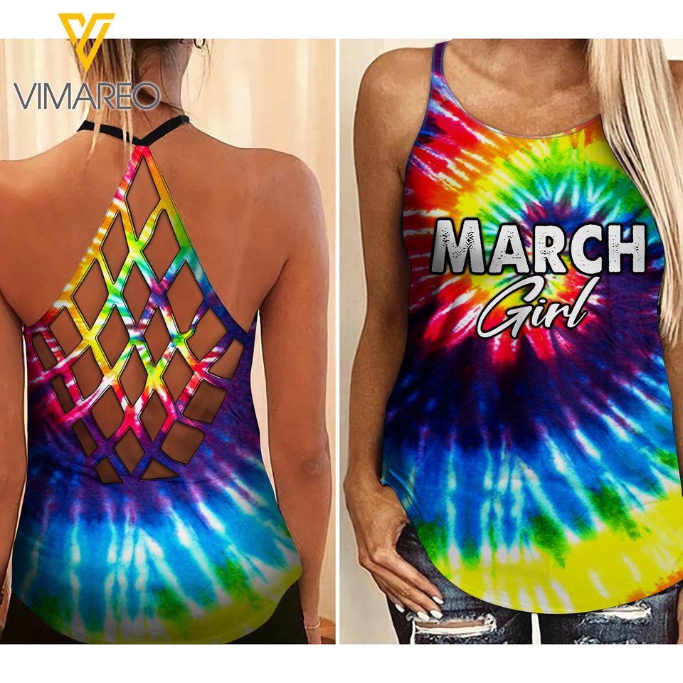 March Girl Criss-Cross Open Back Camisole Tank Top Legging TDWT