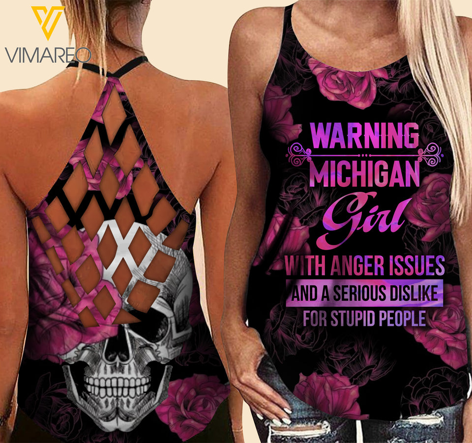Michigan Girl Criss-Cross Open Back Camisole Tank Top MDEKJR