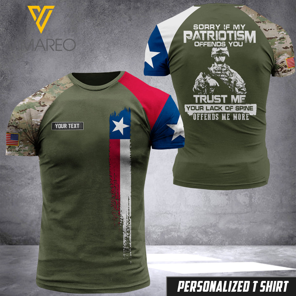 CUSTOMIZED TEXAS ARMY 3D PRINTED TSHIRT YYTT