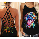 Pit Bull Dog Criss-Cross Open Back Camisole Tank Top CMJEW