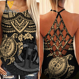Polynesian Criss-Cross Open Back Camisole Tank Top Legging TSUCE5